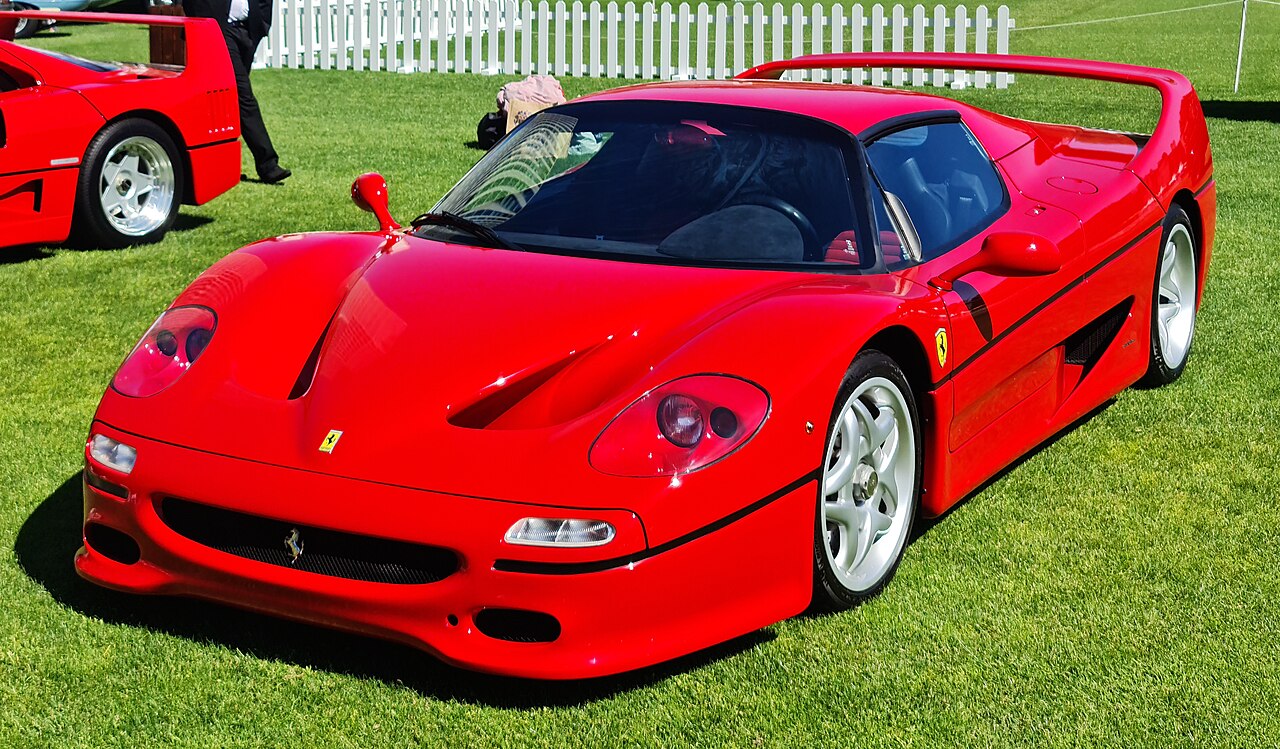 Ferrari F50 photographed at London Concours; illustrative, not available inventory